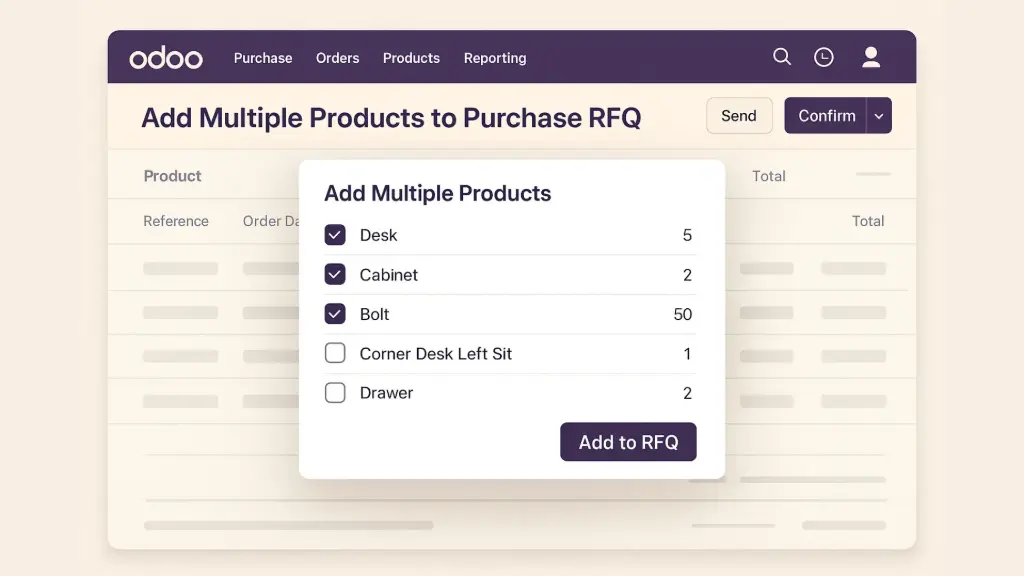 Add Multiple Products to Purchase RFQ