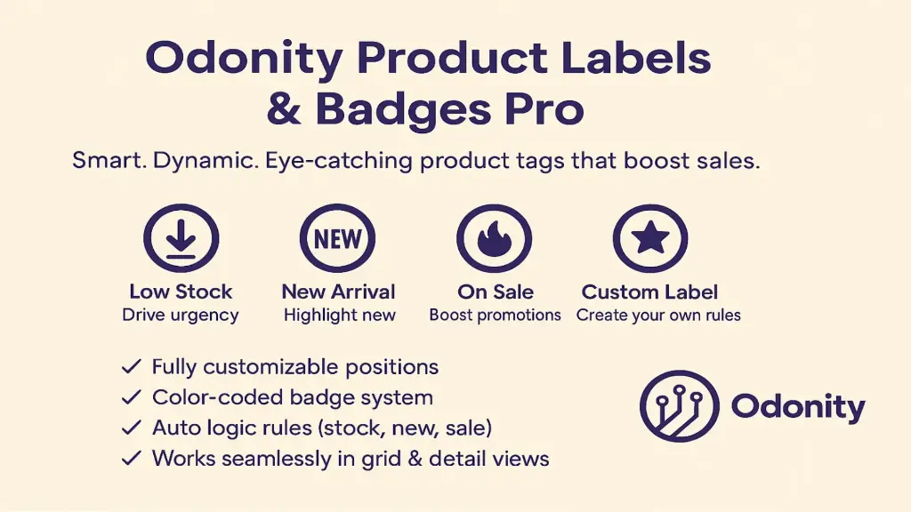 Odonity Product Labels & Badges Pro