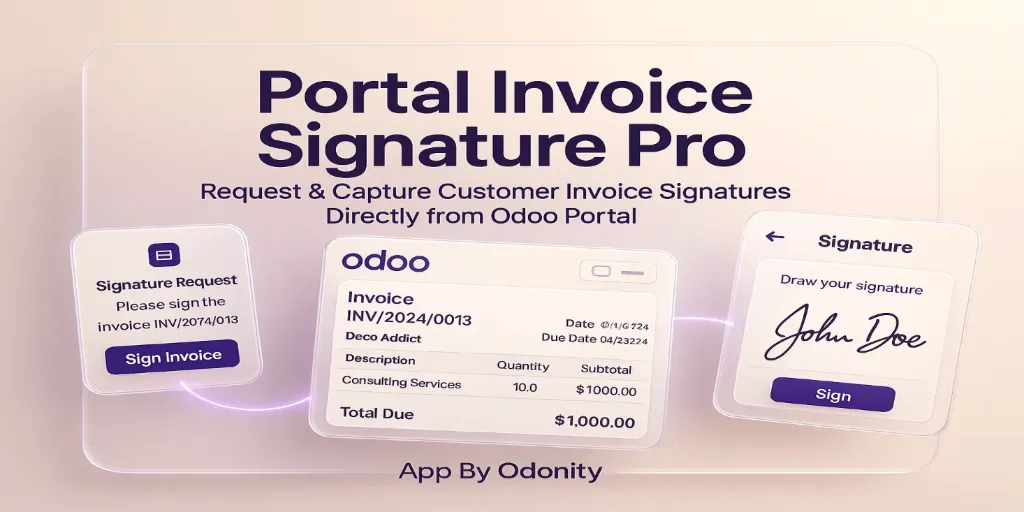 Request Invoice Signature From Customer From Odoo Portal | Portal Invoice Signature Pro | Invoice eSignature Portal