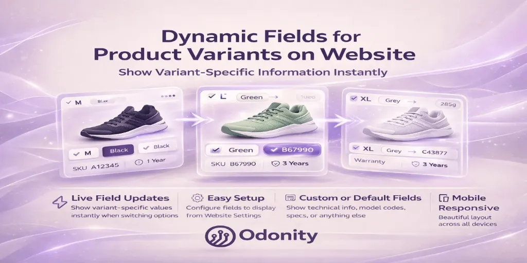 Website Product Variant Dynamic Fields Display